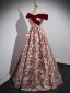 Elegant Burgundy Printing Prom Dresses 2023 A-Line / Princess Off-The-Shoulder Sleeveless Backless Floor-Length / Long Prom Formal Dresses