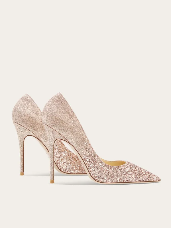Scintillantes Champagne Soirée Paillettes Escarpins 2026 Cuir 10 cm Talons Aiguilles À Bout Pointu Talons Hauts