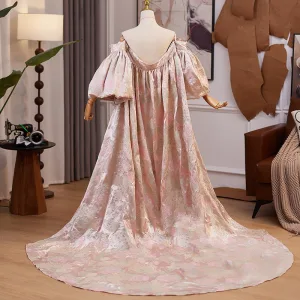 Chic Beautiful Blushing Pink Handmade Puffy Short Sleeve Printing Prom Shawl 2025