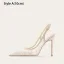 Sexy Weiß Strass Leder Brautschuhe 2025 10 cm Stilettos Spitzschuh Hochzeit Hochhackige