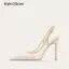 Sexy Weiß Strass Leder Brautschuhe 2025 10 cm Stilettos Spitzschuh Hochzeit Hochhackige