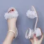 Simple Blanche Appliques Satin Chaussure De Mariée 2024 Bride Cheville 5 cm Talons Épais Peep Toes / Bout Ouvert Mariage Sandales Talons Hauts