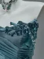 Haut de Gamme Vert Foncé Perlage Volants en Cascade Robe De Soirée 2026 Princesse Bustier Sans Manches Dos Nu Longue Robe De Ceremonie