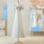 Modest / Simple Grey Short Sleeve Backless Bridesmaid Dresses 2024 A-Line / Princess Floor-Length / Long Tulle