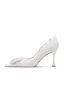 Charmant Blanche Faux Diamant Chaussure De Mariée 2024 Cuir 8 cm Talons Aiguilles À Bout Pointu Mariage Escarpins Talons Hauts