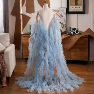 Fashion Sky Blue Prom Shawls 2025 Tulle