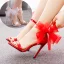 Sexy Rouge Soirée Été Sandales Femme 2023 Bride Cheville Noeud 11 cm Talons Aiguilles Peep Toes / Bout Ouvert Sandales Talons Hauts