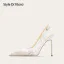 Sexy Weiß Strass Leder Brautschuhe 2025 10 cm Stilettos Spitzschuh Hochzeit Hochhackige