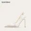 Sexy Weiß Strass Leder Brautschuhe 2025 10 cm Stilettos Spitzschuh Hochzeit Hochhackige