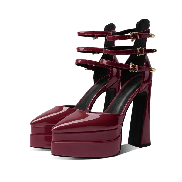 Unusual Green Cocktail Party 14 cm Thick Heels Womens Sandals 2022 Ankle Strap Pointed Toe Womens Shoes High Heels