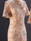 Vintage / Retro Chinese style Dusky Pink Pearl Sequins Lace Flower Split Front Evening Party Cheongsam 2025 Trumpet / Mermaid High Neck Short Sleeve Zipper Up Floor-Length / Long