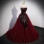 Charming Burgundy Prom Dresses 2023 Ball Gown Strapless Sleeveless Backless Sweep Train Prom Formal Dresses