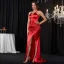 Sexy Rouge Robe De Soirée 2023 Trompette / Sirène Bretelles Spaghetti Sans Manches Dos Nu Fendue devant Train De Balayage Soirée Robe De Ceremonie