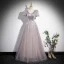 Sparkly Silver Sequins Prom Dresses 2023 A-Line / Princess V-Neck Short Sleeve Backless Pearl Tassel Floor-Length / Long Prom Formal Dresses