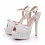 Elegant Beige Pearl Wedding Shoes 2024 14 cm Stiletto Heels Open / Peep Toe Wedding Sandals High Heels
