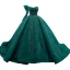 High-end Dark Green Handmade  Beading Prom Dresses 2022 Ball Gown Strapless Backless Long Sleeve Chapel Train Prom Formal Dresses