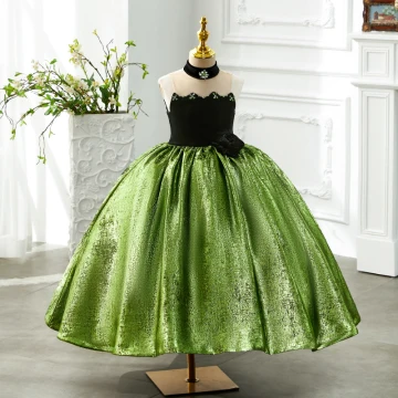 Chic Beautiful Green Rhinestone Birthday Flower Girl Dresses 2024 Ball Gown Strapless Sleeveless Floor Length Long