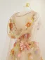 Blumenfee Champagner Perlenstickerei Pailletten Spitze Blumen Festliche Kleider 2025 Mit Umhang A Linie Bandeau Ärmellos Rückenfreies Lange Ballkleider