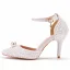 Élégant Blanche Perle Chaussure De Mariée 2023 Bride Cheville 9 cm Talons Aiguilles À Bout Pointu Mariage Sandales Talons Hauts