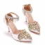 Charmant Perle Weiß Strass Brautschuhe 2022 Knöchelriemen 9 cm Stilettos Spitzschuh Hochzeit Hochhackige