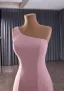 High End Rosa Ballkleider 2025 Meerjungfrau One-Shoulder Ärmellos Rückenfreies Sweep / Pinsel Zug Festliche Kleider