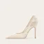 Elegant White Lace Flower Wedding Shoes 2026 Leather 10 cm Stiletto Heels Pointed Toe Wedding High Heels