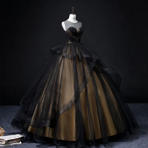 black hoop dress Victorian-Inspired Black Gothic Lolita Ball Gown with Burgundy Satin and  Edwardian Lace – Gothic Evening Dress Plus Size main image 0