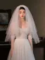 Vintage / Retro Modest / Simple White 1 m Tulle Wedding Veils 2025