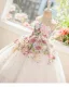 Chic / Beautiful White Beading Pearl Sequins Appliques Birthday Flower Girl Dresses 2025 Ball Gown Scoop Neck Sleeveless Backless Floor-Length / Long
