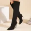 Chic / Beautiful Black Suede Street Wear Winter Womens Boots 2023 11 cm Stiletto Heels Pointed Toe Boots High Heels