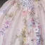 Lovely Blushing Pink Beading Sequins Lace Flower Appliques Prom Dresses 2026 Ball Gown Off-The-Shoulder Short Sleeve Backless