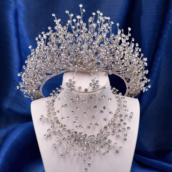 Sparkly Silver Handmade Rhinestone Bridal Hair Accessories 2023 Alloy Wedding