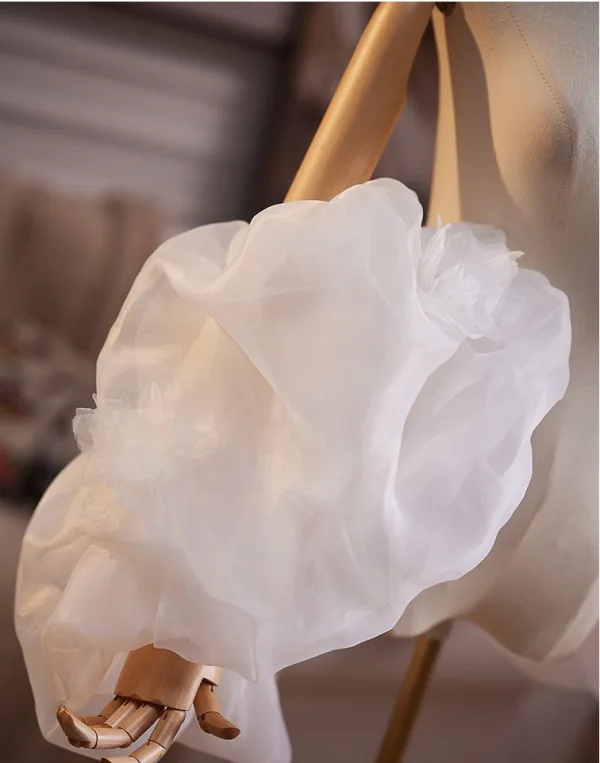 Elegant White Ruffle Wedding shawl 2025 Tulle
