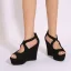 Schöne Rosa Sommer Freizeit Sandalen Damen 2022 Knöchelriemen 12 cm Keilabsatz Peeptoes Sandaletten