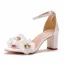 Chic / Belle Blanche Appliques Promo Sandales Femme 2022 Bride Cheville 7 cm Talons Épais Peep Toes / Bout Ouvert Sandales Talons Hauts