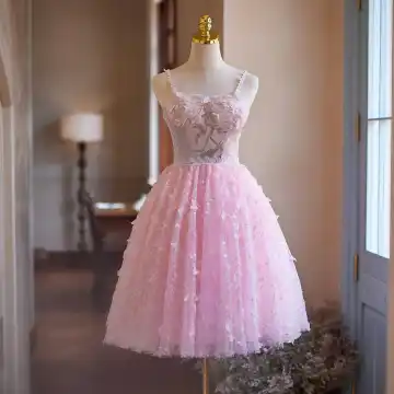 Lovely Candy Pink Beading Appliques Lace Flower Sequins Homecoming Short Graduation Dresses 2024 Ball Gown Spaghetti Straps Backless Sleeveless