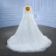 High-end White Beading Lace Flower Wedding Dresses 2022 Ball Gown High Neck Long Sleeve Backless Floor-Length / Long Wedding
