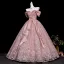 Traumhaft Rosa Applikationen Stickerei Ballkleider 2026 Ballkleid Off Shoulder Kurze Ärmel Rückenfreies Lange Festliche Kleider