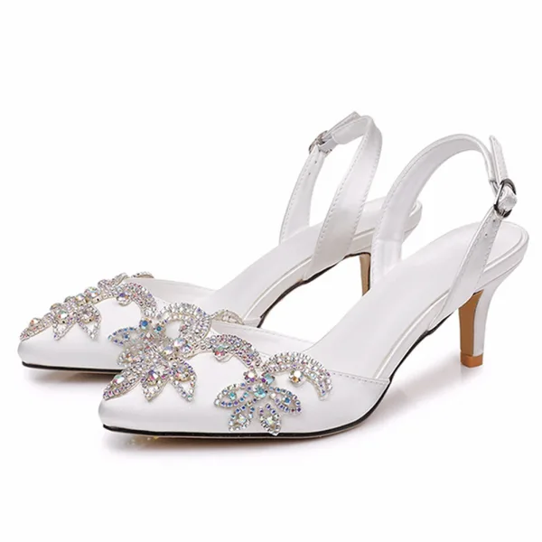 Elegant White Rhinestone Pointed Toe Wedding Shoes 2026 6 cm Stiletto Heels Wedding High Heels