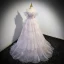 Glitzernden Charmant Lavendel Perlenstickerei Pailletten Fallende Rüsche Ballkleider 2023 A Linie Off Shoulder Ärmellos Rückenfreies Lange Ball Festliche Kleider