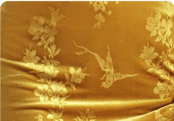 Chinese style Gold Velvet Split Front Prom Dresses 2024 Trumpet / Mermaid Off-The-Shoulder Sleeveless Backless Floor-Length / Long Prom Formal Dresses