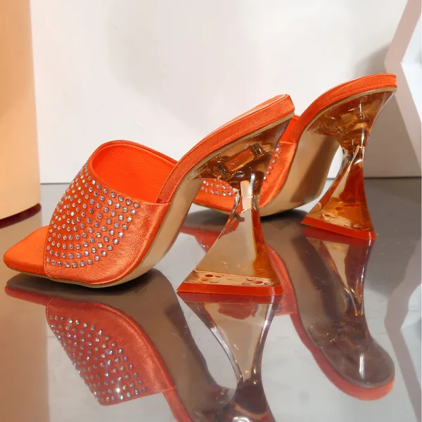 Summer Fashion Pool Blue Street Wear Rhinestone Womens Sandals 2022 9 cm Crystal Stiletto Heels Open / Peep Toe Sandals High Heels