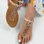Böhmen Himmelblau Sommer Strand Strass Sandalen Damen 2023 T-Riemen Peeptoes Flache Sandaletten