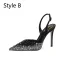 Sexy Black Gold Rhinestone Evening Party Womens Sandals 2024 10 cm Stiletto Heels Pointed Toe Sandals High Heels
