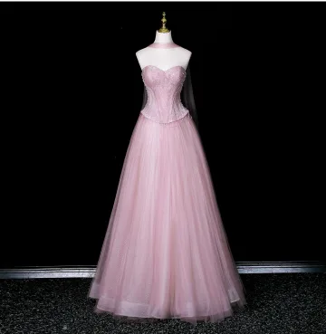 Charmant Rougissant Rose Perle Paillettes Robe De Bal 2026 Princesse Bustier Sans Manches Dos Nu Longue Robe De Ceremonie