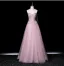 Lovely Blushing Pink Pearl Sequins Prom Dresses 2026 A-Line / Princess Strapless Sleeveless Backless Floor-Length / Long Formal Dresses