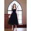 Sexy Noire de retour Robe De Graduation 2022 Princesse Bretelles Spaghetti Sans Manches Dos Nu Ceinture Thé Longueur Robe De Ceremonie