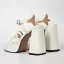 Fashion White Evening Party Womens Sandals 2022 Ankle Strap 10 cm Thick Heels Open / Peep Toe Sandals High Heels