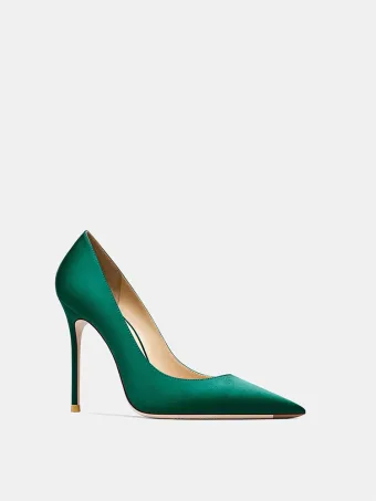 Sencillos Verde Oficina Ol Satén Tacones 2024 10 Cm Stilettos Tacones De Aguja Punta Estrecha Tacones High Heels