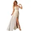 Sexy Ivory / Creme Pailletten Abendkleider 2023 Meerjungfrau Spaghettiträger Ärmellos Rückenfreies Gespaltete Front Lange Abend Festliche Kleider